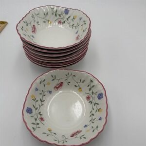 Johnson Brothers Summer Chintz Cereal/Soup Bowls Set of 9 Floral Pink Rim